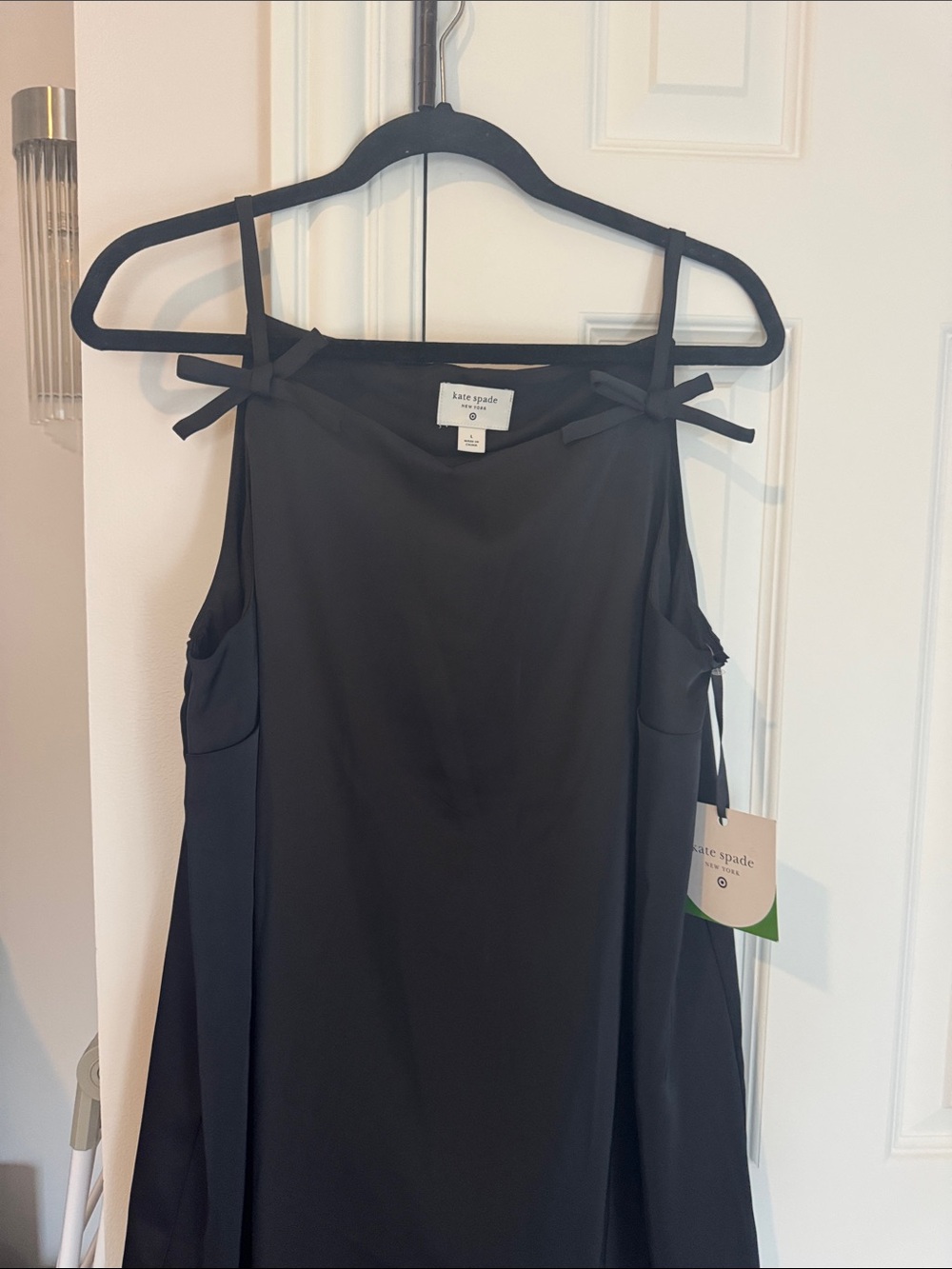 kate spade black mini dress with bow-tie straps